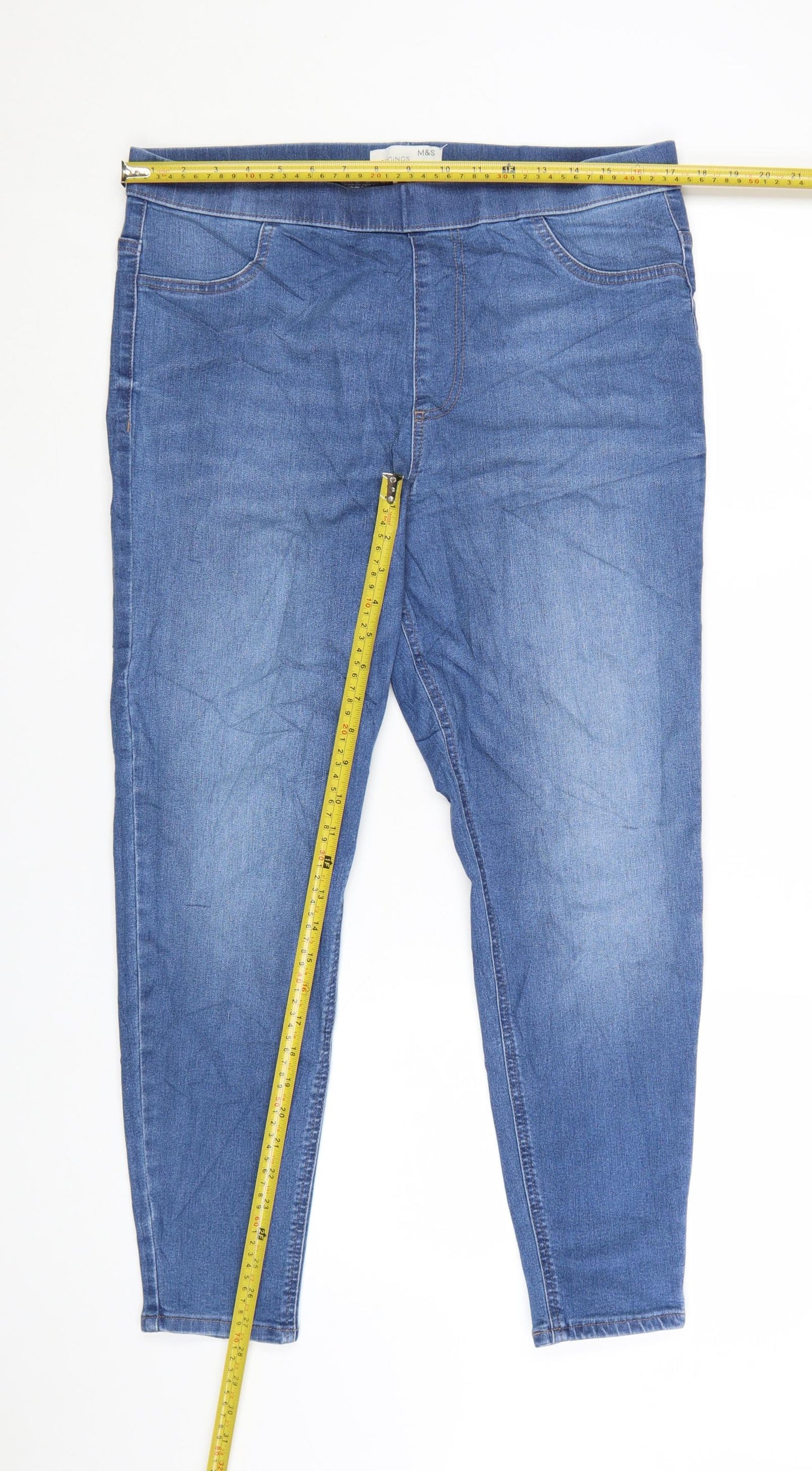 Marks and Spencer Womens Blue Size 16 Short Jegging Skinny Jeans