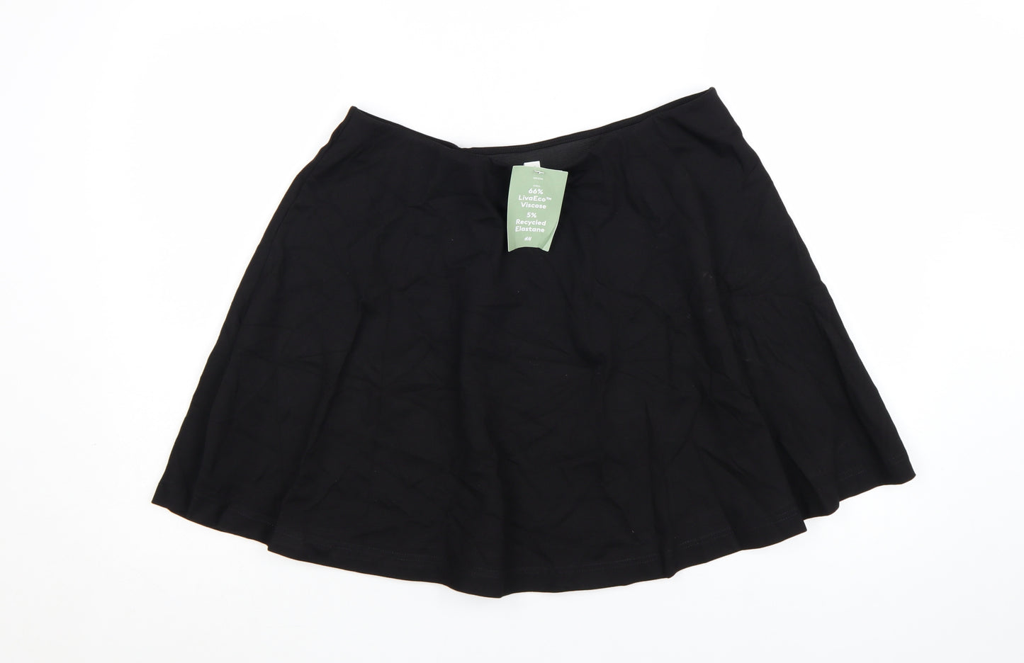 H&M Women’s Black A-Line Short Skirt L Viscose Blend