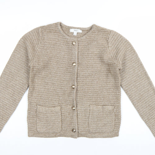 Marks and Spencer Women Beige Knit Cardigan Size S