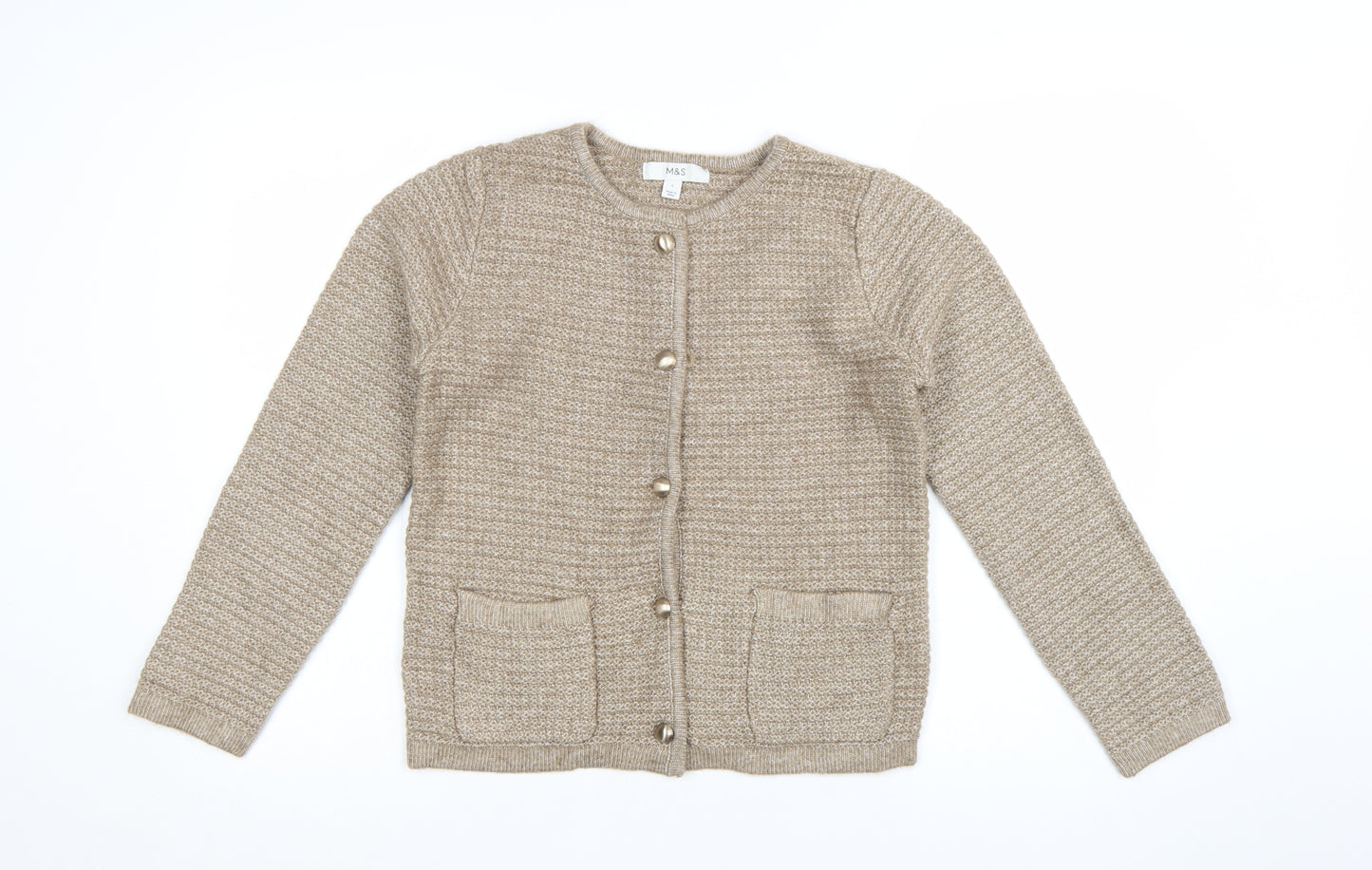 Marks and Spencer Women Beige Knit Cardigan Size S