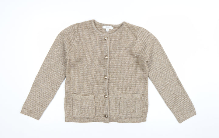 Marks and Spencer Women Beige Knit Cardigan Size S