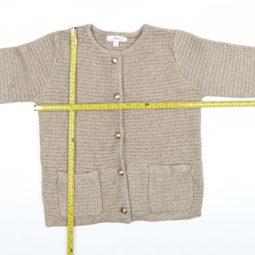 Marks and Spencer Women Beige Knit Cardigan Size S