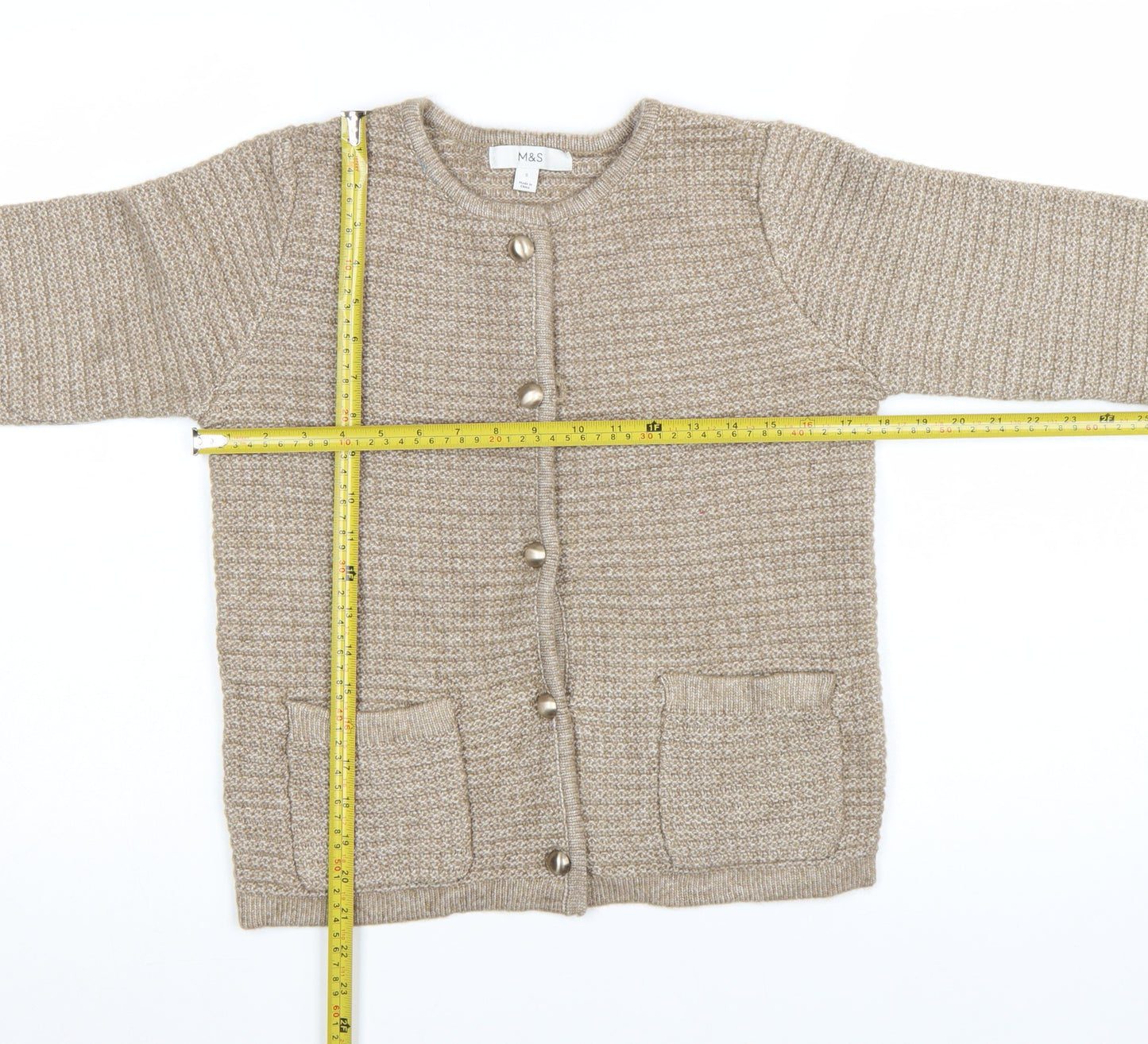 Marks and Spencer Women Beige Knit Cardigan Size S