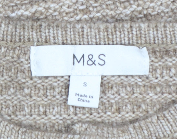 Marks and Spencer Women Beige Knit Cardigan Size S