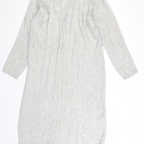 Marks and Spencer Women’s Grey Long Cable-Knit Cardigan Size L