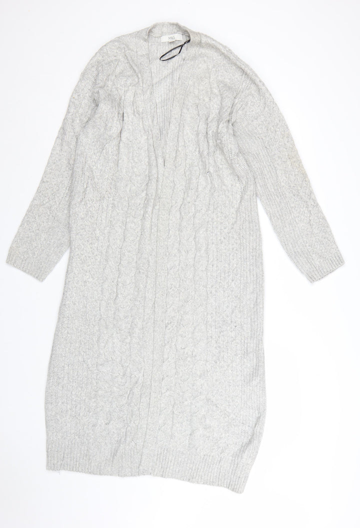Marks and Spencer Women’s Grey Long Cable-Knit Cardigan Size L