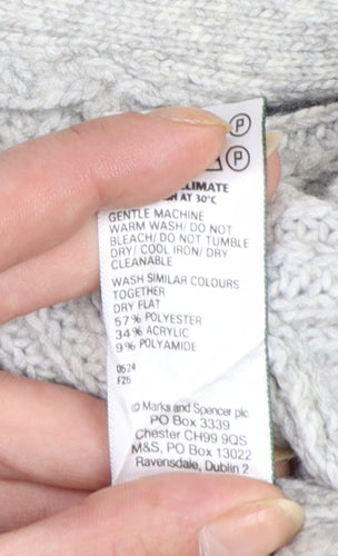Marks and Spencer Women’s Grey Long Cable-Knit Cardigan Size L