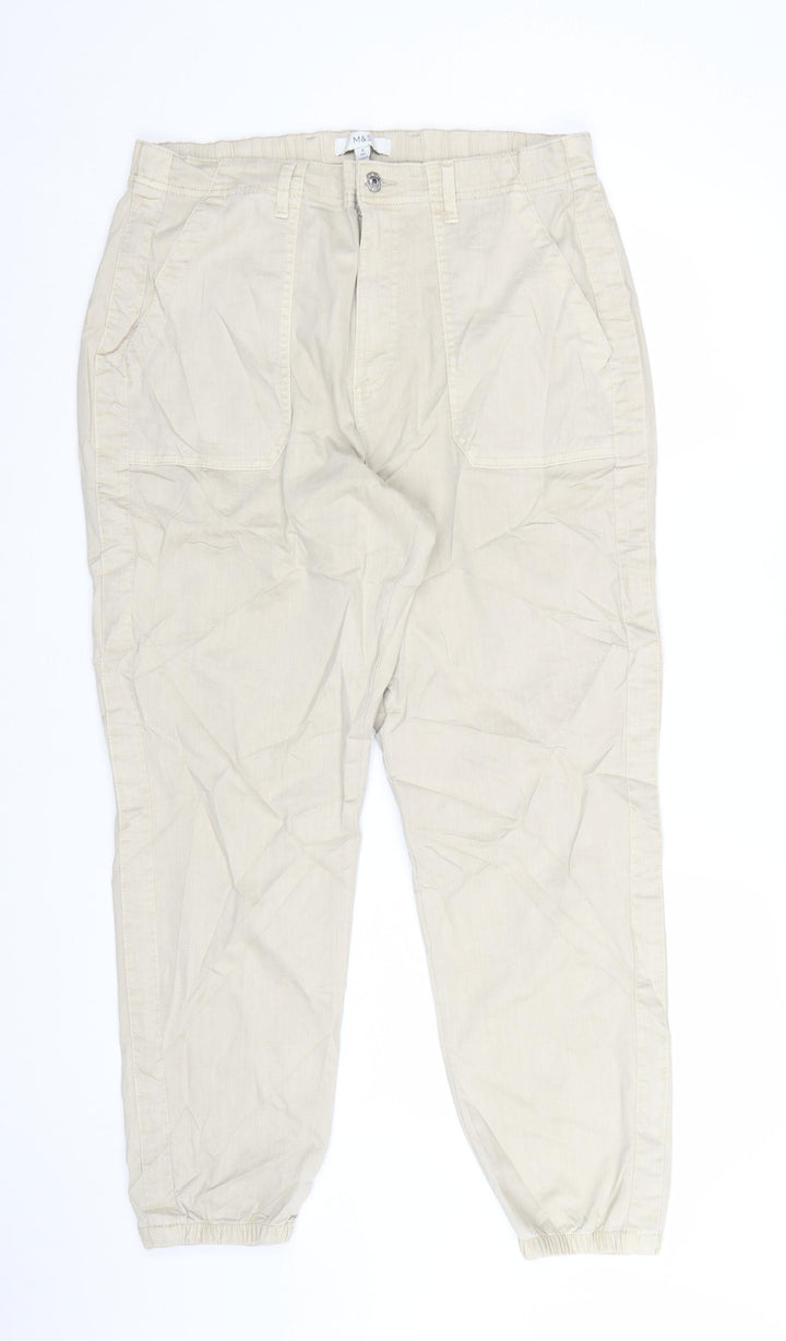 Marks and Spencer Womens Beige Size 16 Jogger Trousers