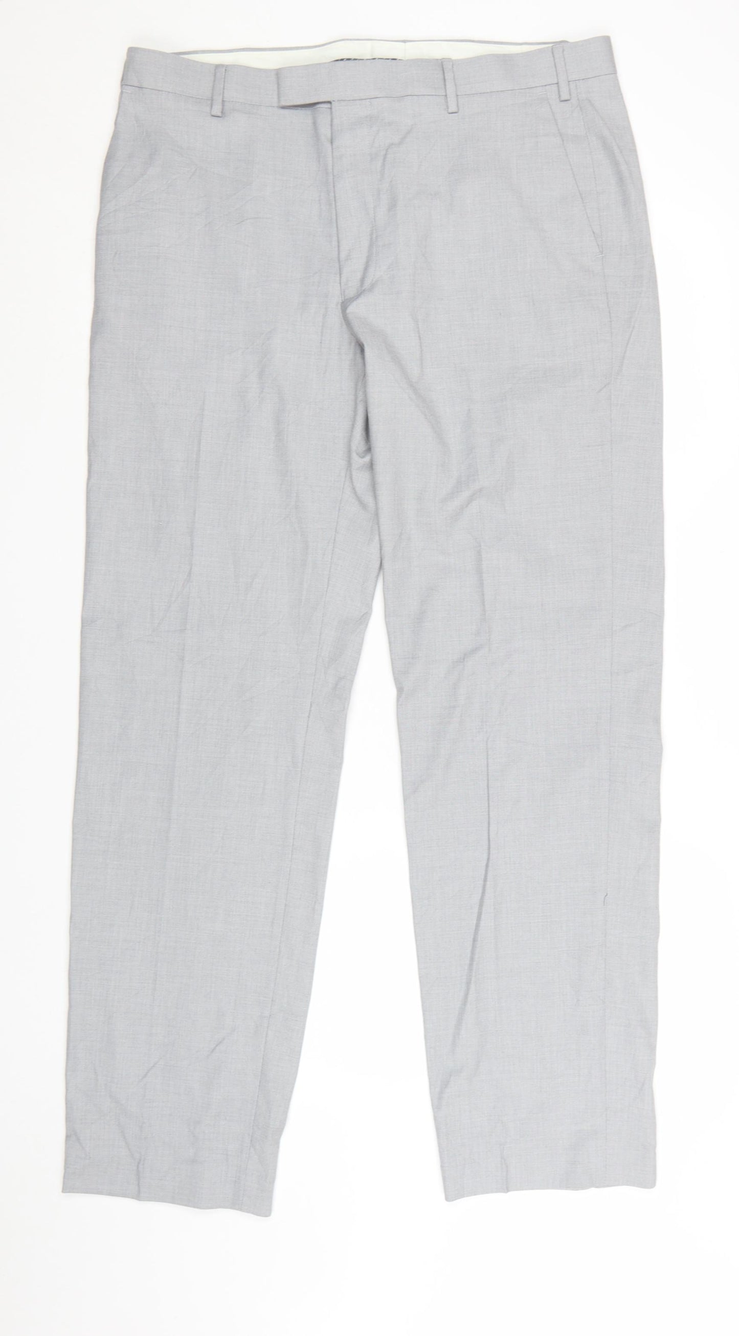 Marks and Spencer Men's Grey 36 Regular Fit Dress Trousers