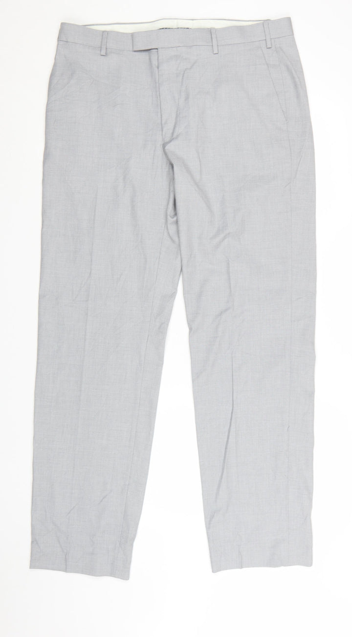 Marks and Spencer Men's Grey 36 Regular Fit Dress Trousers