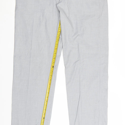 Marks and Spencer Men's Grey 36 Regular Fit Dress Trousers