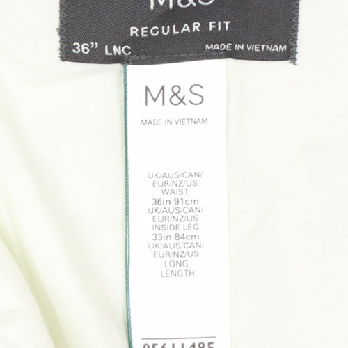 Marks and Spencer Men's Grey 36 Regular Fit Dress Trousers