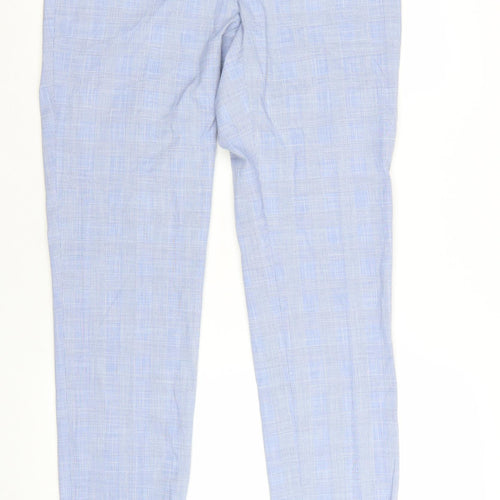 Marks and Spencer Men's Blue Slim Fit Check Chino Trousers 32W 31L