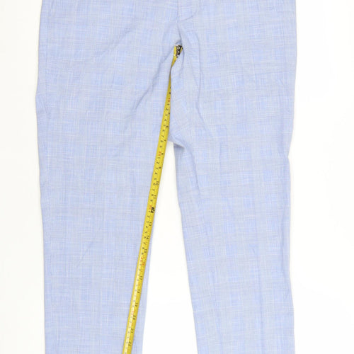 Marks and Spencer Men's Blue Slim Fit Check Chino Trousers 32W 31L