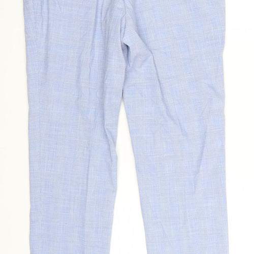 Marks and Spencer Men's Blue Slim Fit Check Chino Trousers 32W 31L