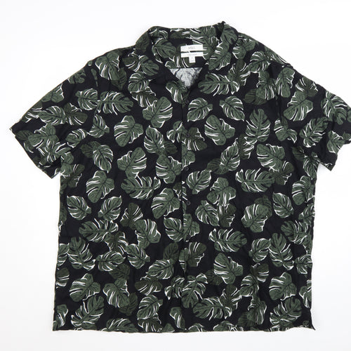 Marks and Spencer Men's Black 3XL Tropical Linen Blend Short Sleeve Shirt