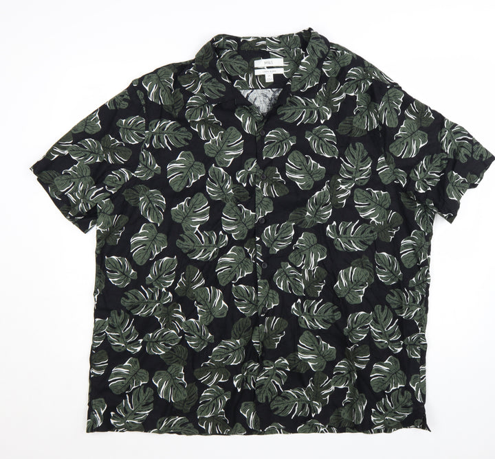 Marks and Spencer Men's Black 3XL Tropical Linen Blend Short Sleeve Shirt
