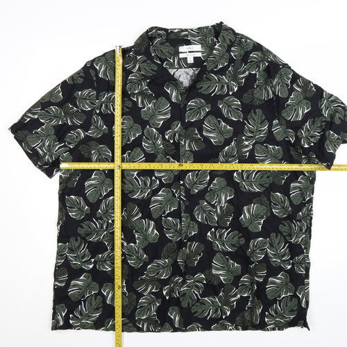 Marks and Spencer Men's Black 3XL Tropical Linen Blend Short Sleeve Shirt