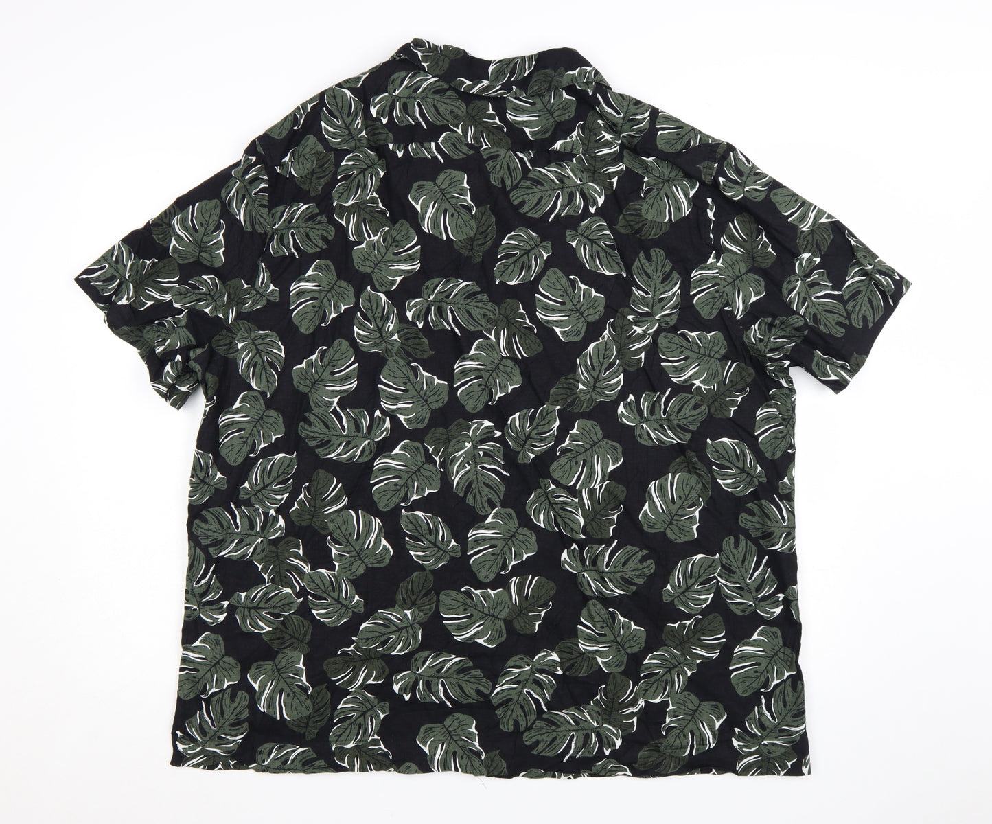 Marks and Spencer Men's Black 3XL Tropical Linen Blend Short Sleeve Shirt