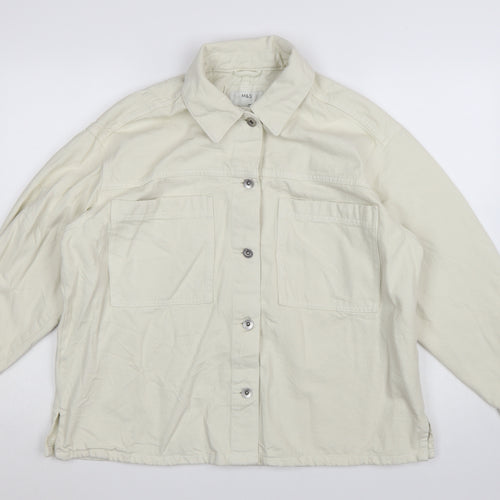 Marks and Spencer Women Beige L Basic Cotton Jacket