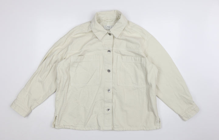 Marks and Spencer Women Beige L Basic Cotton Jacket