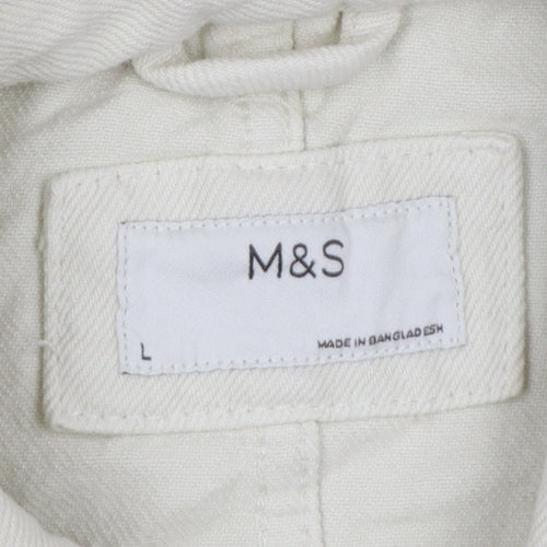 Marks and Spencer Women Beige L Basic Cotton Jacket