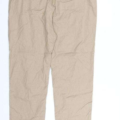 Marks and Spencer Men's Beige Linen Blend Chino Trousers 2XL Regular Fit
