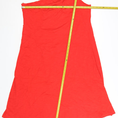 Marks and Spencer Women Red Petite One Shoulder Cotton A-Line Dress Size 18