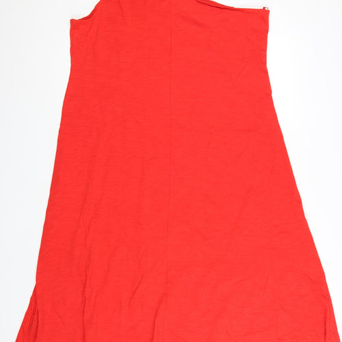 Marks and Spencer Women Red Petite One Shoulder Cotton A-Line Dress Size 18