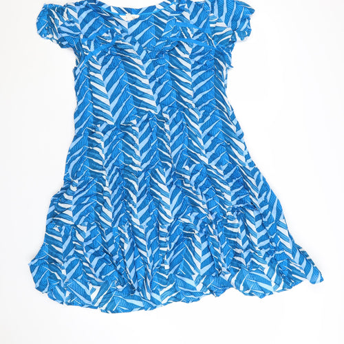 Marks and Spencer Per Una Women's Blue Geometric A-Line Dress Size 10