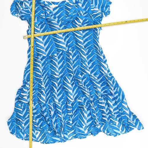 Marks and Spencer Per Una Women's Blue Geometric A-Line Dress Size 10