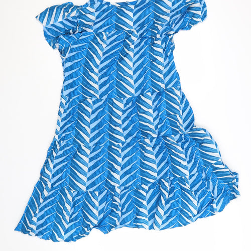 Marks and Spencer Per Una Women's Blue Geometric A-Line Dress Size 10