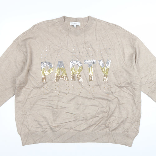 Marks and Spencer Women Beige Sequin Party Pullover Jumper XL