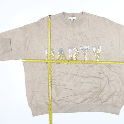 Marks and Spencer Women Beige Sequin Party Pullover Jumper XL