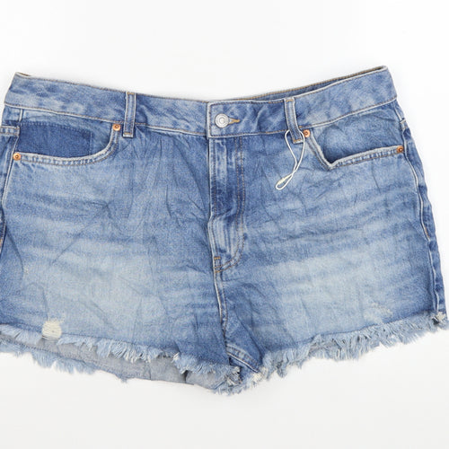 Marks and Spencer Womens Blue Denim Cut-Off Shorts Size 16