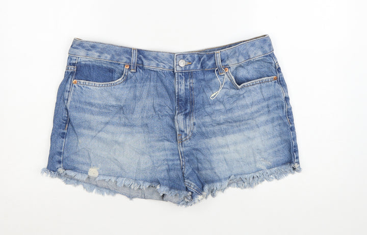 Marks and Spencer Womens Blue Denim Cut-Off Shorts Size 16