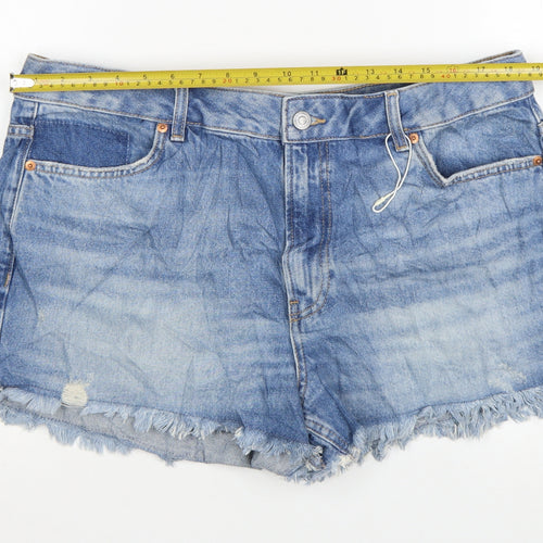 Marks and Spencer Womens Blue Denim Cut-Off Shorts Size 16