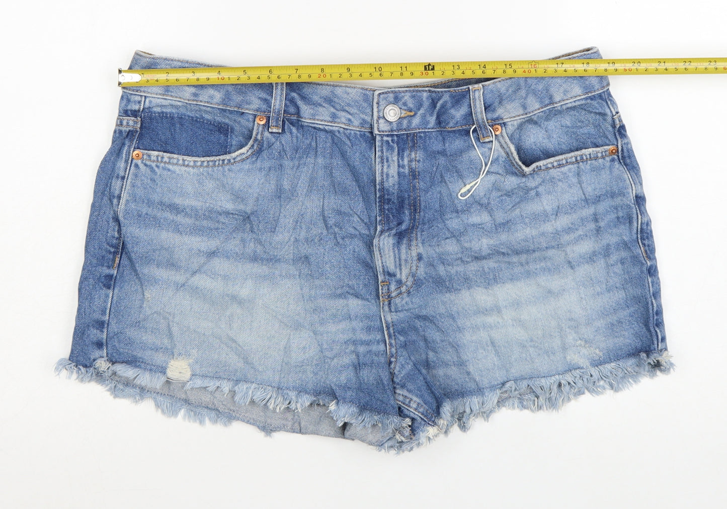Marks and Spencer Womens Blue Denim Cut-Off Shorts Size 16
