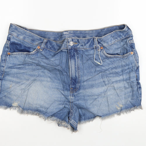 Marks and Spencer Women's Blue Denim Cut-Off Shorts Size 18
