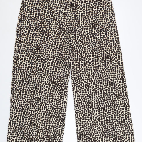 Marks and Spencer Women’s Beige Animal Print Wide-Leg Trousers Size 16
