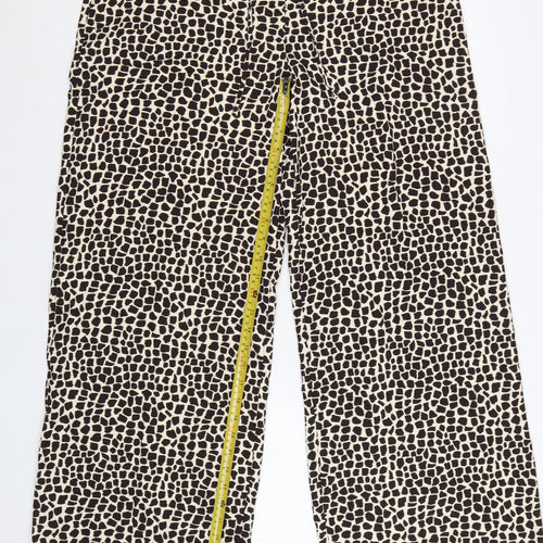 Marks and Spencer Women’s Beige Animal Print Wide-Leg Trousers Size 16