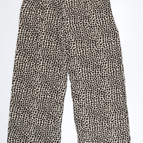 Marks and Spencer Women’s Beige Animal Print Wide-Leg Trousers Size 16