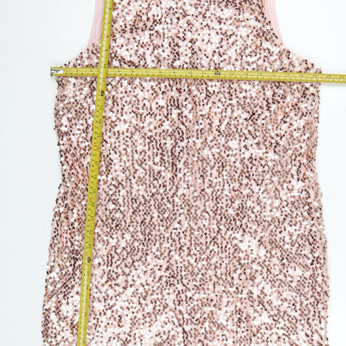 Marks and Spencer Women Pink Sequin Shift Dress Size 16