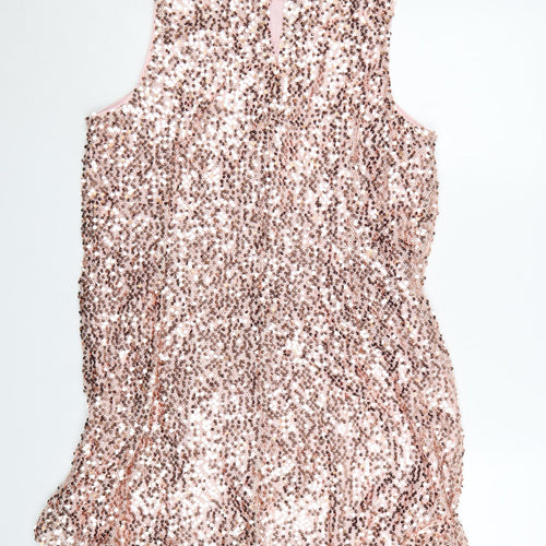 Marks and Spencer Women Pink Sequin Shift Dress Size 16