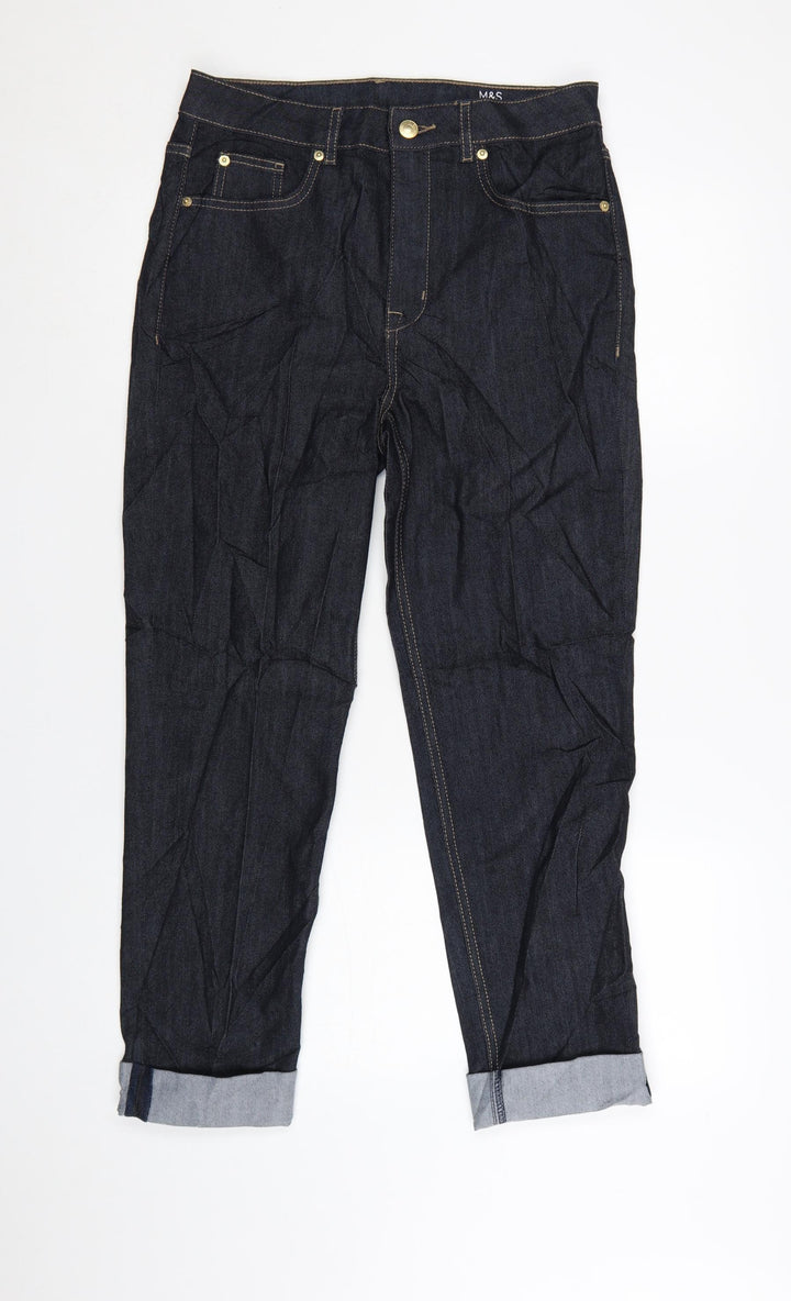 Marks and Spencer Women Blue Size 12 Straight Fit Harper Cigarette Jeans
