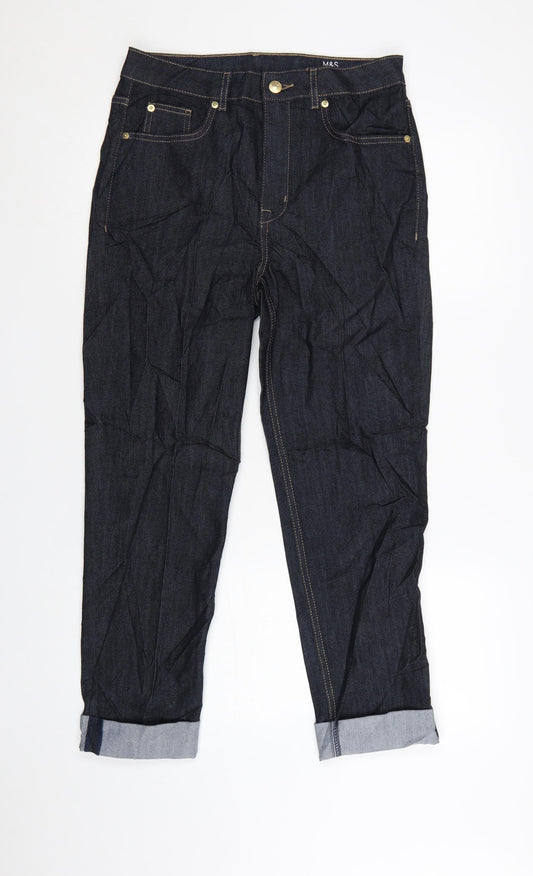 Marks and Spencer Women Blue Size 12 Straight Fit Harper Cigarette Jeans