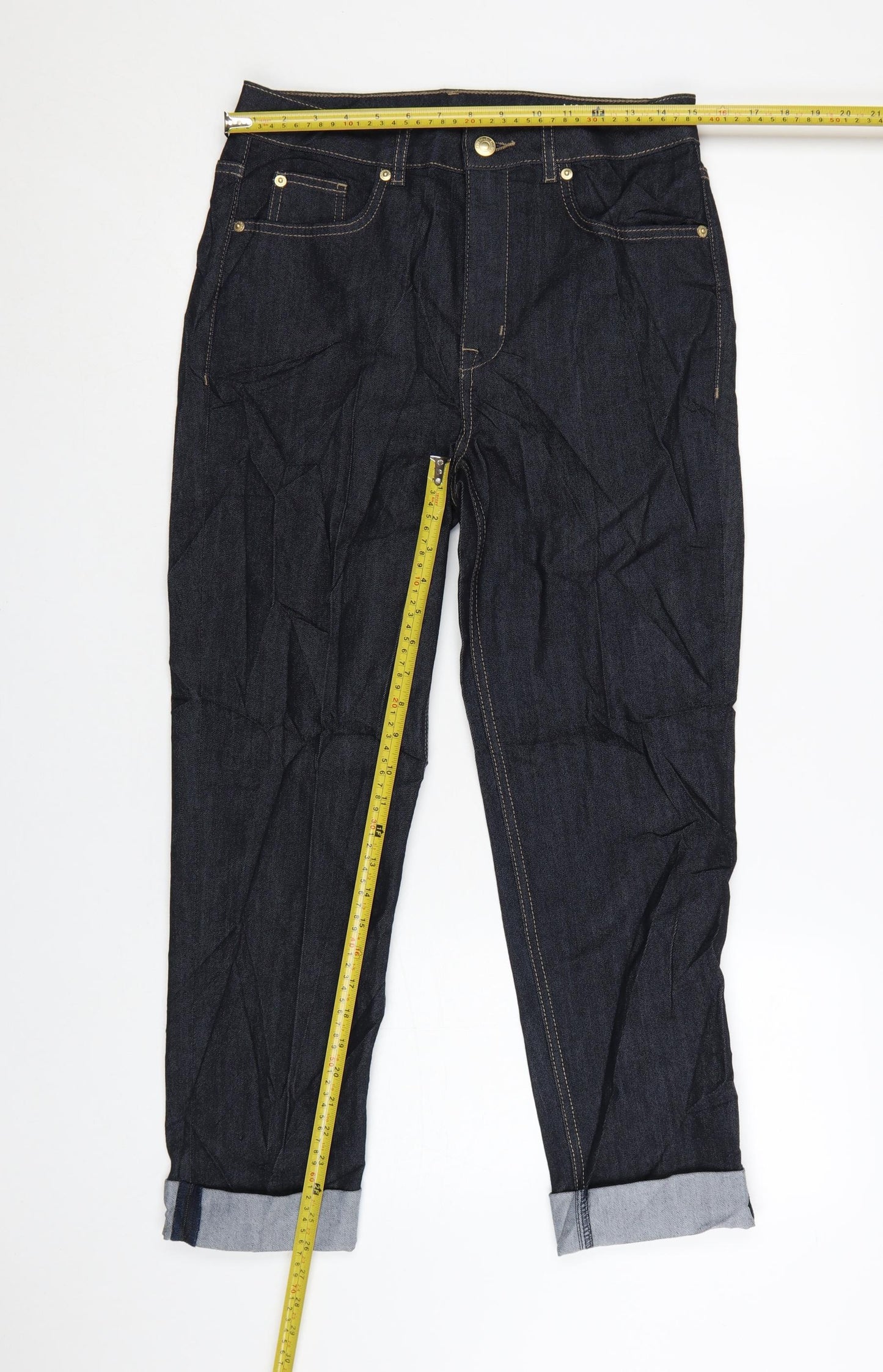 Marks and Spencer Women Blue Size 12 Straight Fit Harper Cigarette Jeans