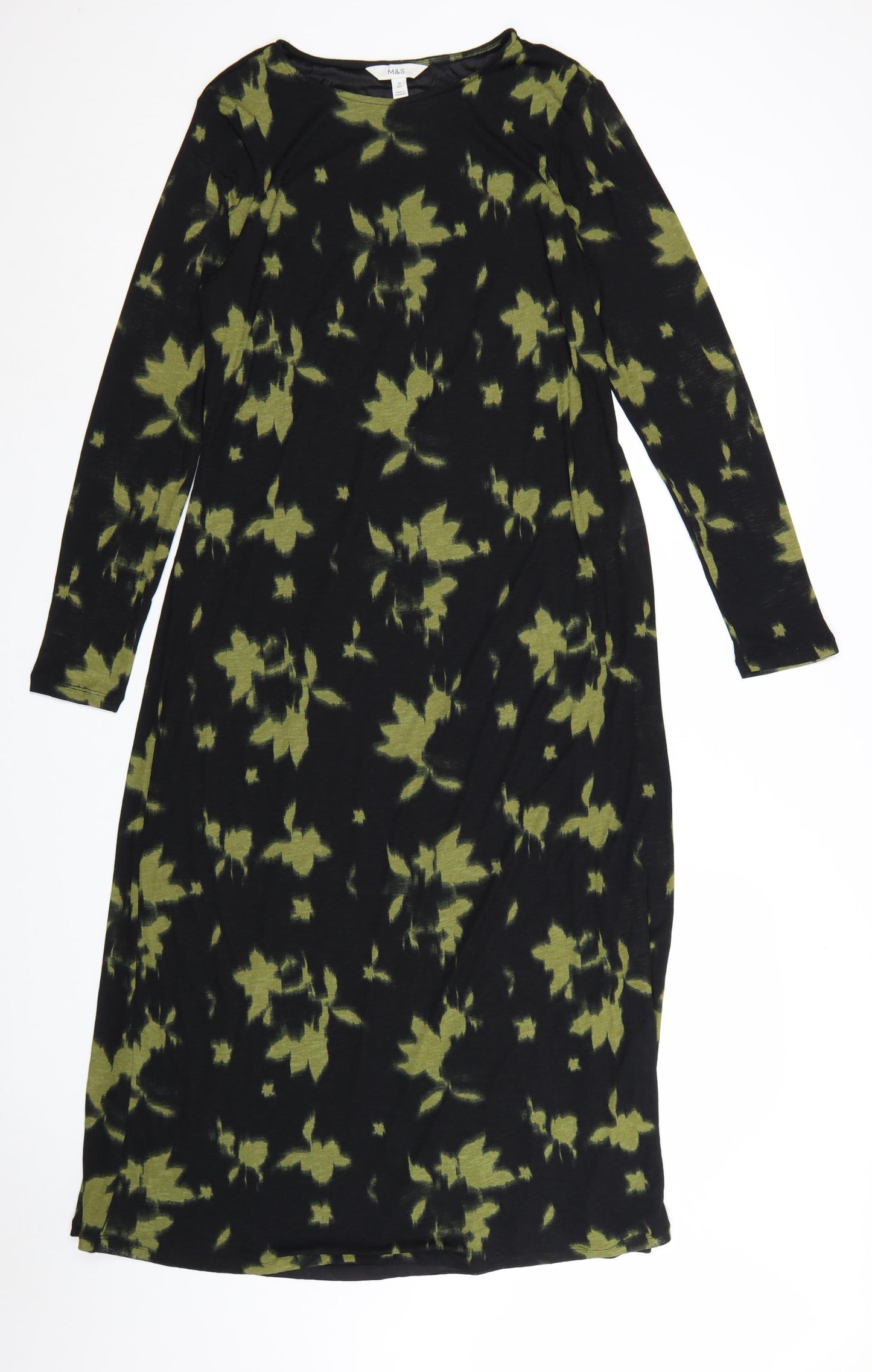 Marks and Spencer Womens Multicoloured Size 14 Long Sleeve Shift Dress
