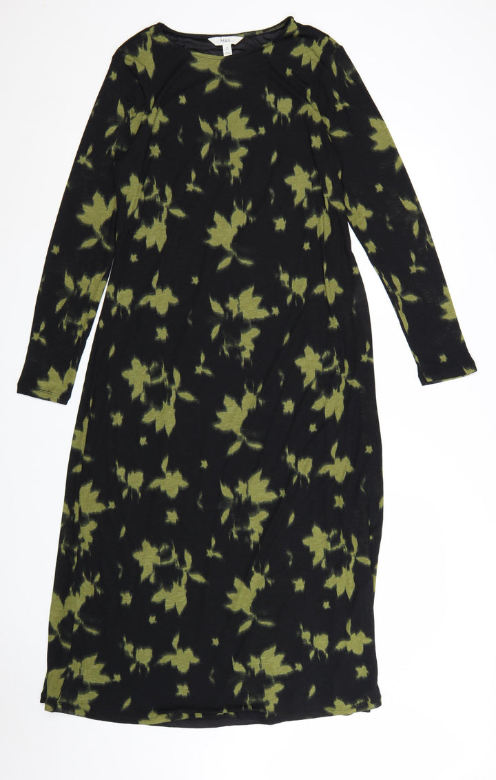 Marks and Spencer Womens Multicoloured Size 14 Long Sleeve Shift Dress