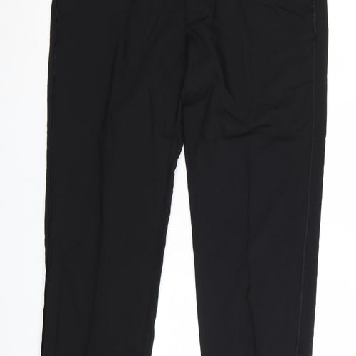 Marks and Spencer Men's Black Wool Blend Regular Fit Dress Trousers 38x31